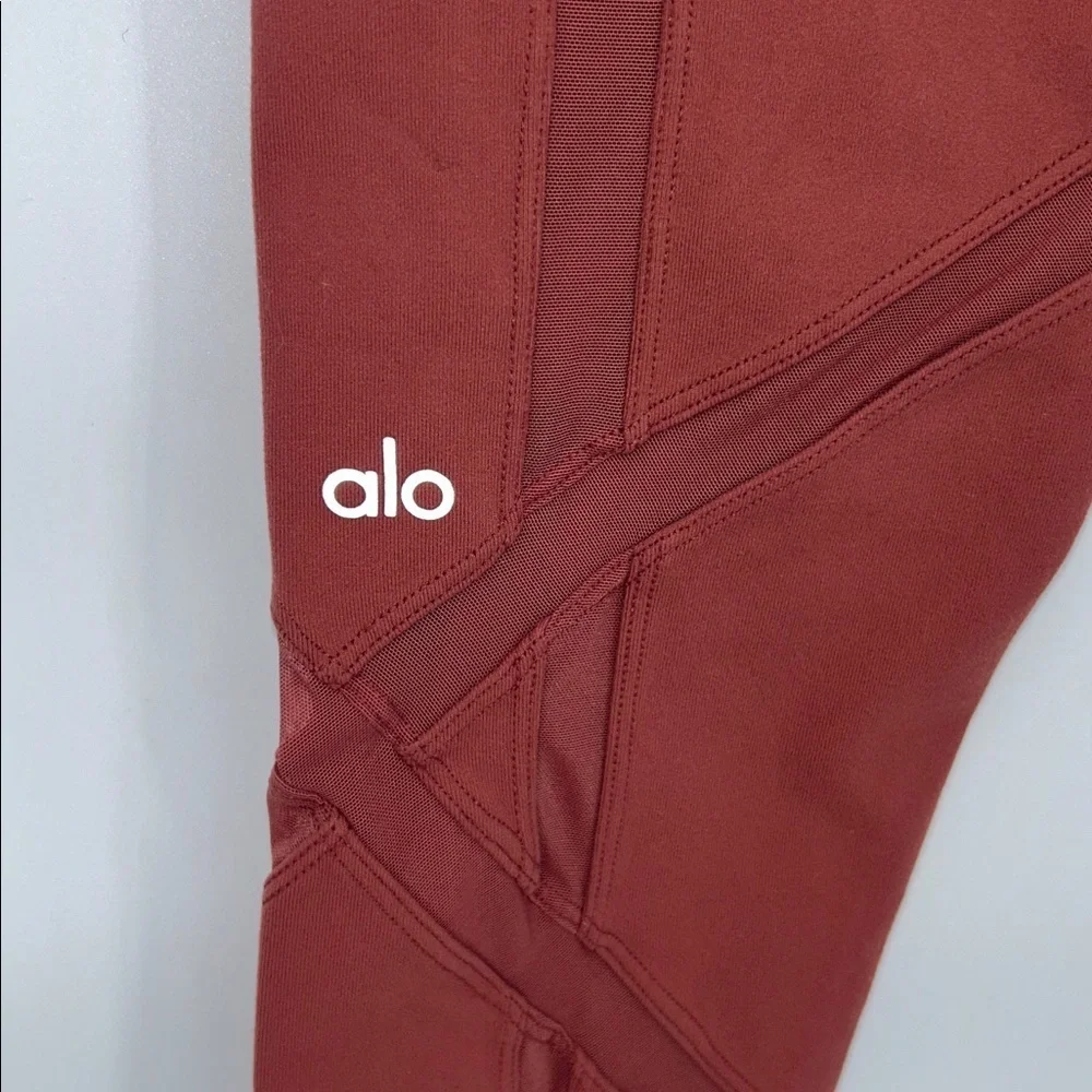 Alo Yoga High Waist Sculpt Mesh Leggings Rust Brown Size M - Picture 6 of 8